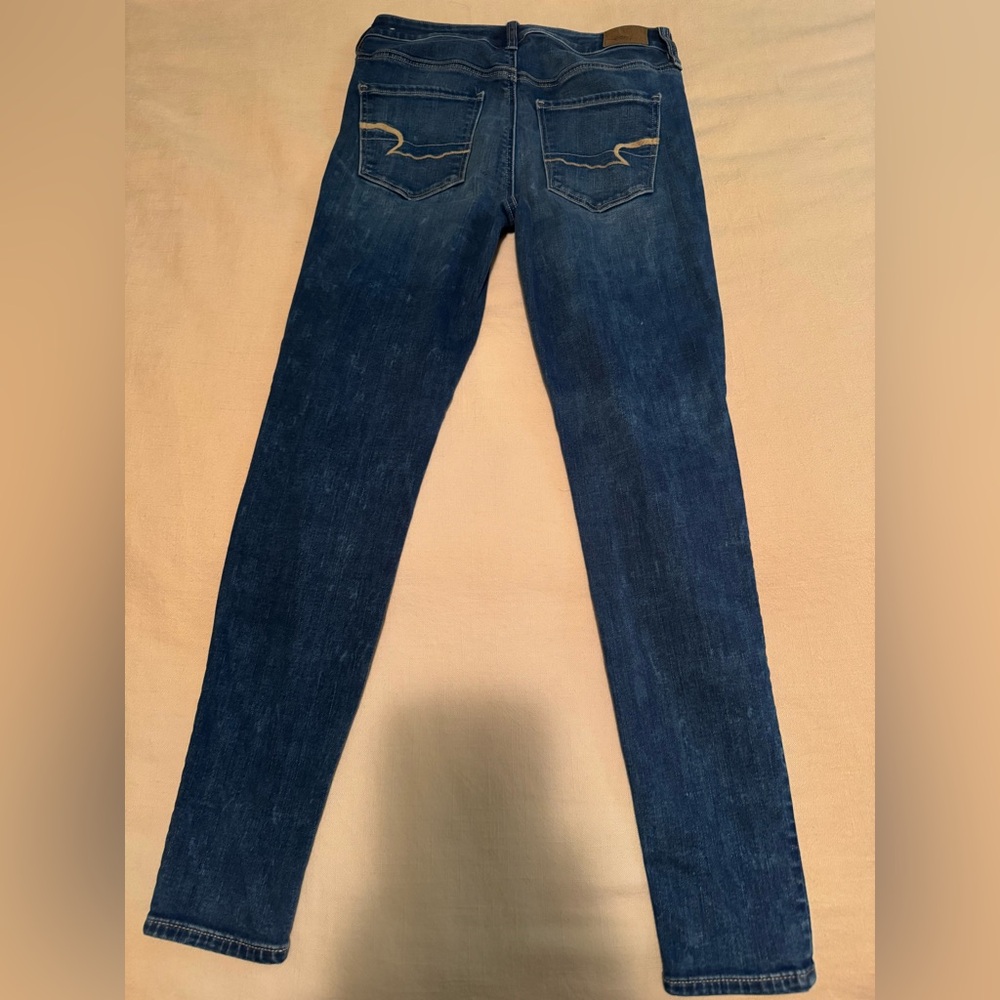 AMERICAN EAGLE Super Hi-Rise Jegging Super Stretch Denim Blue Jeans size 4 Short